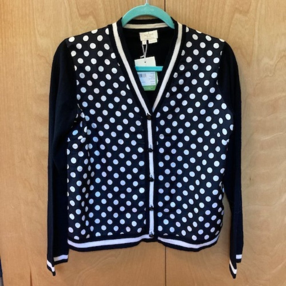 Women's Kate Spade Sweater- black and white polka dots size small NWT